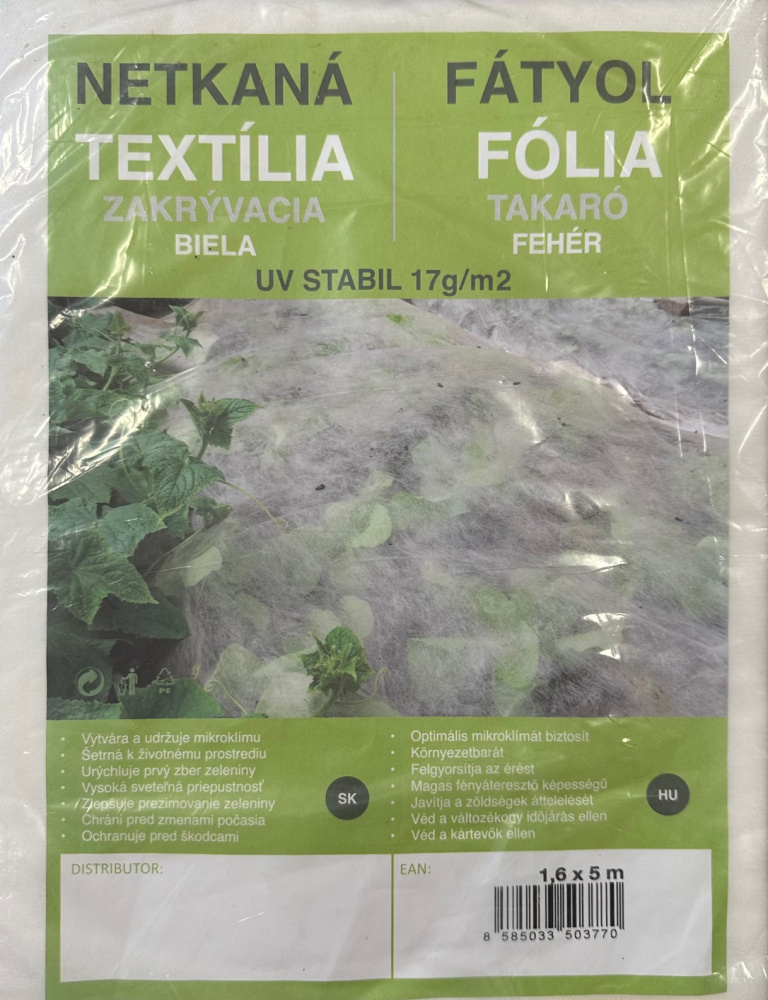 Netkaná textília biela 17 g, 1,6 x 5 m 
