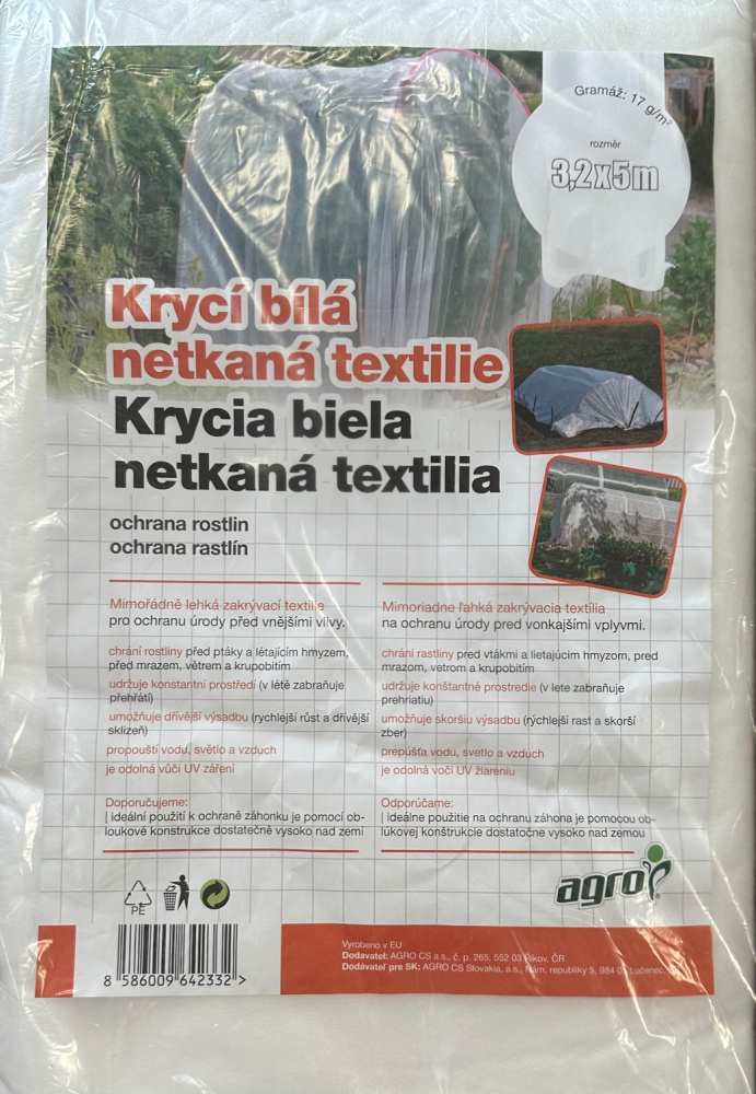 Netkaná textília biela 17 g, 3,2 x 5 m /AGRO/