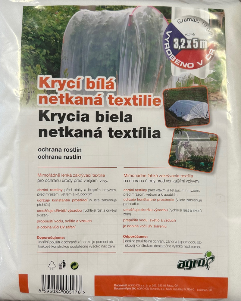 Netkaná textília biela 19 g, 3,2 x 5 m /AGRO/