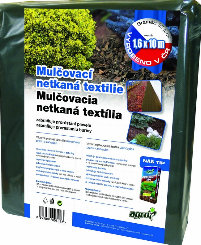 Netkaná mulčovacia textília čierna 50 g, 1,6 x 10 m /AGRO/