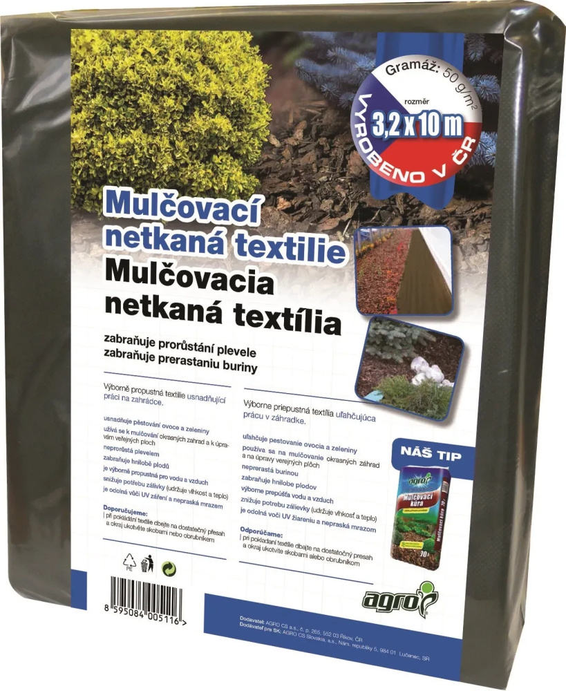 Netkaná mulčovacia textília čierna 50 g, 3,2 x 10 m /AGRO/