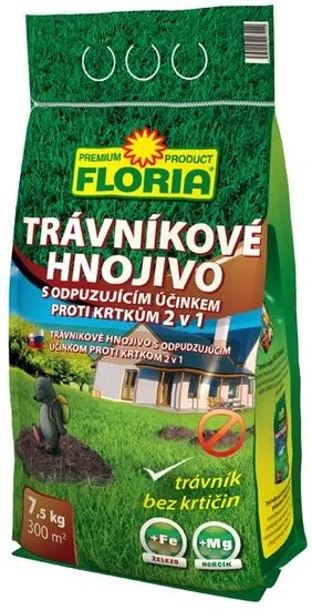 Trávnikové hnojivo - s odpudzujúcim účinkom proti krtkom 2,5 kg /Floria/